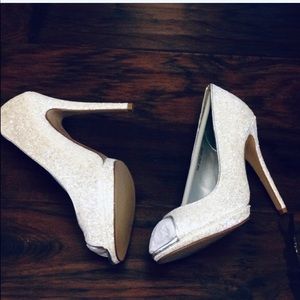White glitter heels 9.5 brand new